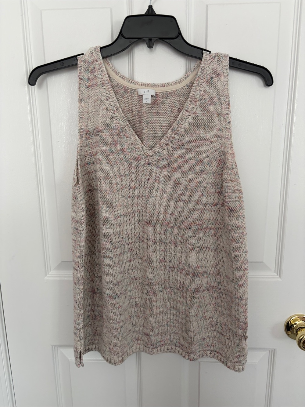 J. Jill Cream Speckled V-Neck Knit Tank